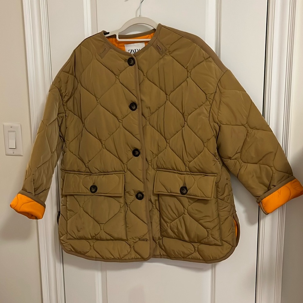 Zara oversized quilted coat jacket, size XS
